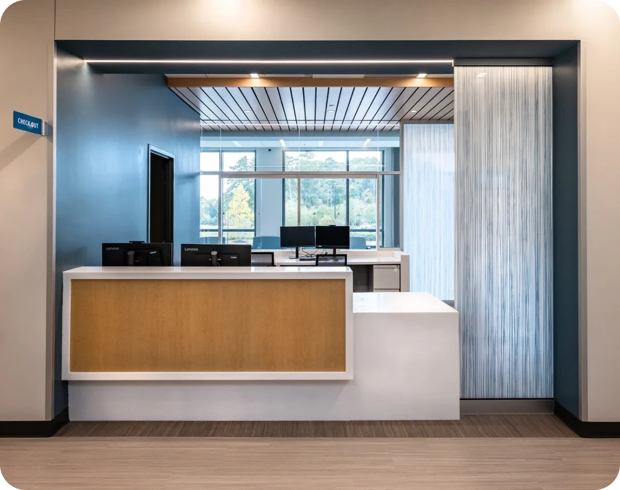 Contemporary lobby entrance desk