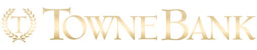 Elegant gold Towne Bank logo with wreath